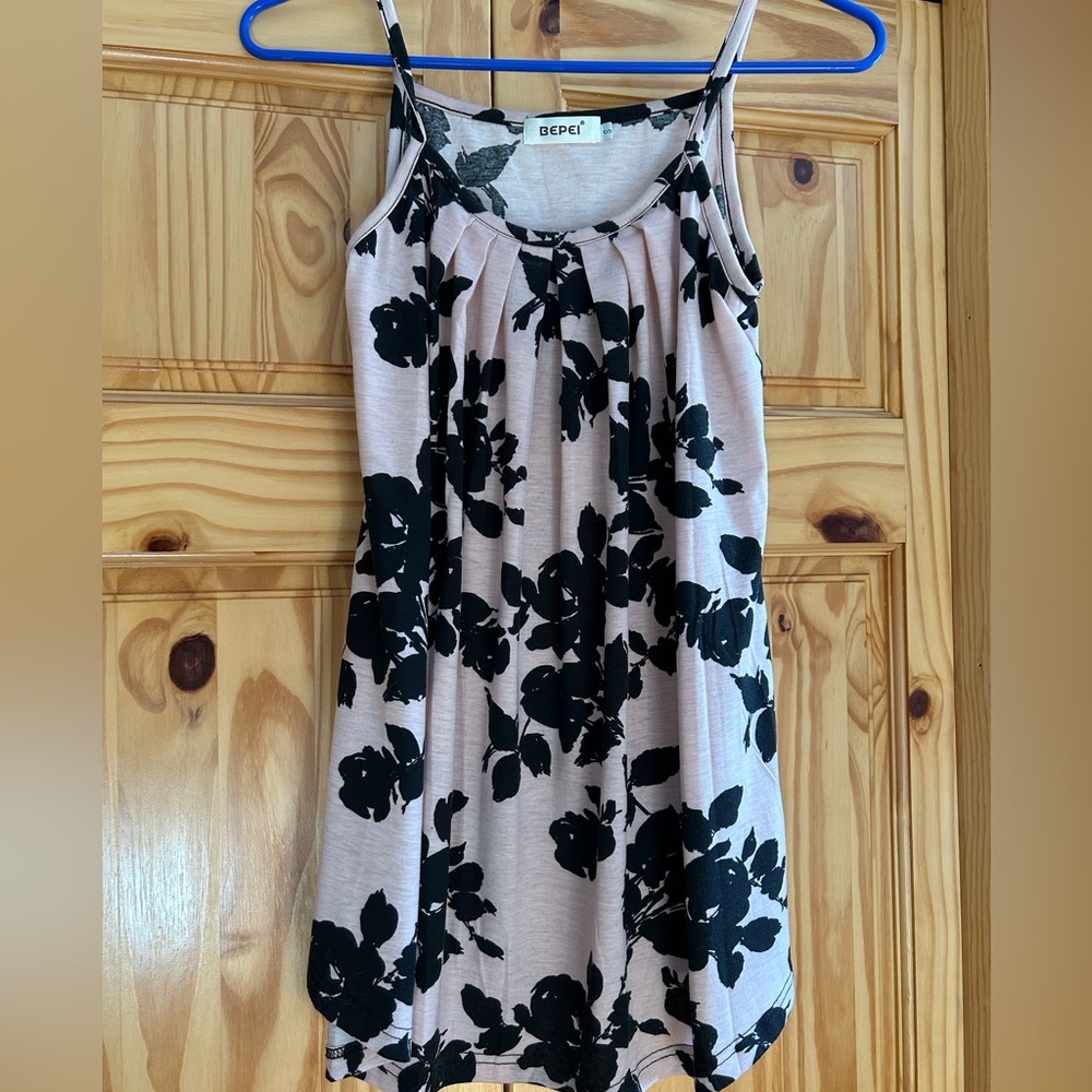 Black and pink floral tank